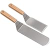 Metal Spatula Set - Griddle Long Spatula - Teppanyaki spatulas - Griddle Scraper and Pancake Flipper or Hamburger Turner - Stainless Steel Utensil great for BBQ Grill Flat Top - Commercial Grade