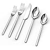 KINGSTONE Silverware Set, 20 Piece Flatware Cutlery Set for 4, 18/10 Stainless Steel Silverware Mirror Polished Dishwasher Safe for Home, Restaurant, Wedding, Party(Silver, 20 pieces for 4)