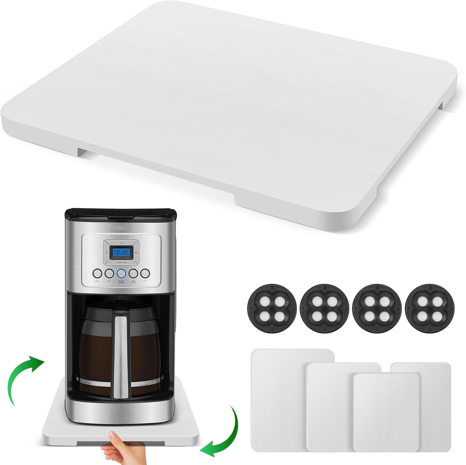 Appliance Slider 360° Rolling Tray for Coffee Maker Bamboo Coffee Pot Slider Tray Countertop Rotation Sliding Tray with Wheels, Small Appliances Mat Black (Small 11.8" × 9.8" × 0.6")