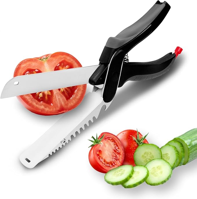 6 in 1 Kitchen Scissors for food,Tomato Knife Chops Cutting Board Scissors with Safety Lock,Detachable kitchen shears for food Meat Cheese Vegetable Fruit, Dishwasher Safe