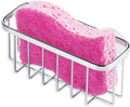 iDesign Gia Stainless Steel Dish Sponge Holder Basket with Suction Cups, Ideal for Kitchen Sinks and Bathroom Organization, 2.25