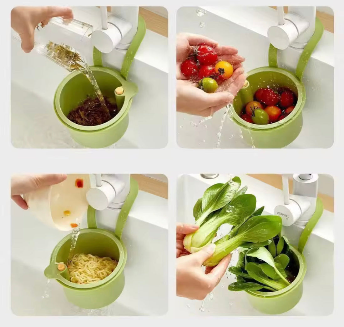 2 In 1 Sink Drain Basket, Faucet Hanging Filter Basket, Detachable Hanging Sink Drainer, Sponge Rack Kitchen Waste Collector